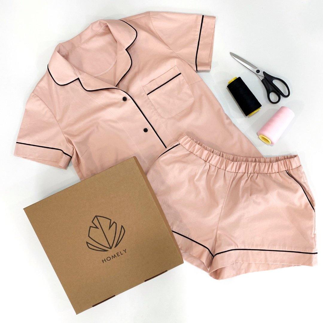 Alicia Beigepink - Pajamas with shorts (15 colors) - the-homely.com